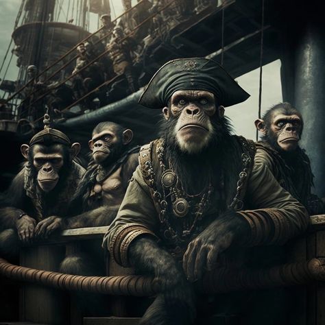 Detective Chimp, Pirate Monkey, Silly Monkey, Evolution Art, Planet Of The Apes, Art History, Pet Birds, Evolution, Concept Art