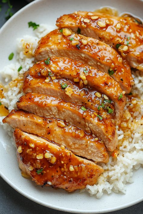 Honey Garlic Chicken Breasts Honey Chicken Breast, Things For Dinner, Garlic Chicken Breast Recipes, Chicken Breasts Recipe, Garlic Honey, Chicken Garlic, Honey And Soy Sauce, Glazed Chicken, Honey Chicken