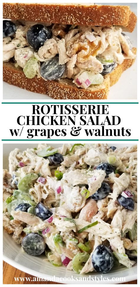 Chicken And Grape Salad, Salad Recipes Grapes, Grape And Walnut Chicken Salad, Chicken Salad Walnuts Grapes, Chicken And Grape Salad Recipe, Rotisserie Chicken Salad With Grapes, Chicken Salad With Grapes Walnuts Recipe, Chicken Salad With Walnuts And Grapes, Chicken Salad With Grapes And Celery