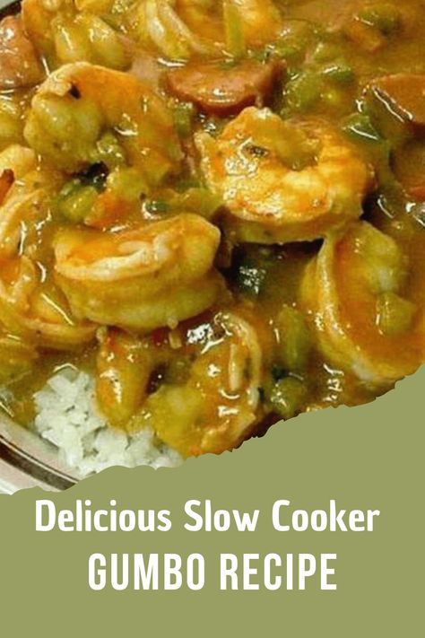 This Easy Slow Cooker Crockpot Gumbo is the best authentic Creole Cajun recipe with chicken, andouille sausage, seafood (shrimp and/or crab), and okra. This healthy dish is loaded with spices and can be served mild or spicy. Gumbo is a staple dish for my family. We even serve it every Christmas as a main dish Seafood Gumbo Recipe Easy, Crockpot Gumbo, Gumbo Recipe Crockpot, Best Gumbo Recipe, Spicy Gumbo, Best Gumbo, Gumbo Recipe Easy, Seafood Gumbo Recipe, Seafood Shrimp