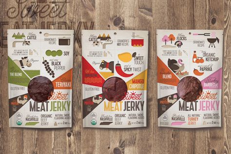 Sweet Meat Jerky on Packaging of the World - Creative Package Design Gallery Packaging Vegetables, Jerky Packaging, Sweet Meat, Creative Package, Creative Packaging Design, Creative Packaging, Packaging Material, Packaging Design Inspiration, Design Gallery