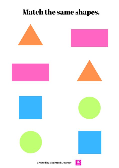 Match the same shapes. Shape worksheet for kids toddlers nursery kindergarten jkg lkg moms parents Teachers school activity sheet Shape Activity For Preschool, Shape Worksheet, Lkg Worksheets, Matching Shapes, Shapes For Toddlers, Shapes Worksheet Kindergarten, Homeschool Preschool Activities, Worksheet For Kids, Shapes Worksheets