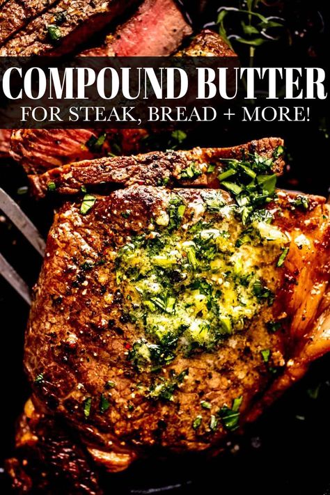 Add unbelievable flavor to your meal with this Compound Butter for Steak. It’s super easy and quick to make and is perfect for any meat, vegetables, bread or any food that needs a rich and buttery spread. // blue cheese // horseradish // recipes Shallot Butter For Steak, Steak With Compound Butter, Blue Cheese Compound Butter For Steak, Best Compound Butter For Steak, Steak Compound Butter Recipes, Blue Cheese Compound Butter, Seasoned Butter For Steak, Butter For Steak Recipes, Blue Cheese Butter For Steak