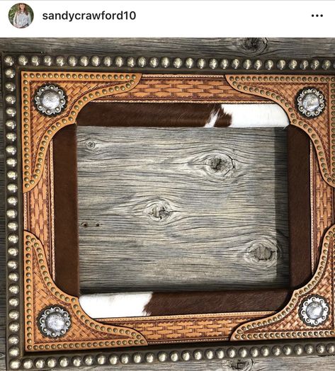 Leather Picture Frame Diy, Buckle Display, Prize Ideas, Leather Picture Frames, Leather Necklaces, Western Photo, Geometric Wolf, Cowboy Pictures, Diy Leather Projects