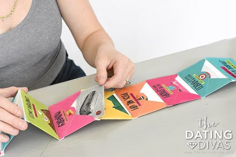 Free Printable Gift Card Holder & 8 Gift Card Ideas | The Dating Divas Cute Giftcard Wrapping Ideas, Date Night Gift Card Presentation, Gift Card Booklet Ideas, Fun Gift Card Wrapping Ideas, Gift Cards Present Ideas, Lunch Gift Card Ideas, Gift Card Wallet Diy, Fun Gift Card Presentation, Gift Card Valentines Ideas