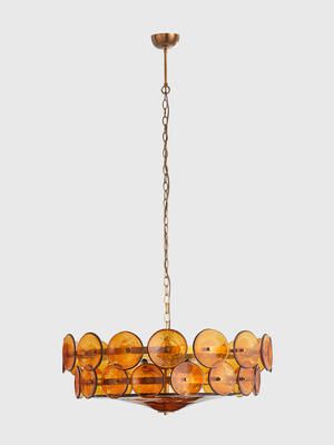 Modern Lighting Chandeliers, Statement Chandeliers, Soho Home, Living Room And Dining Room, Chandelier Light, Soho House, Glass Plates, Chandelier Pendant Lights, Amber Glass