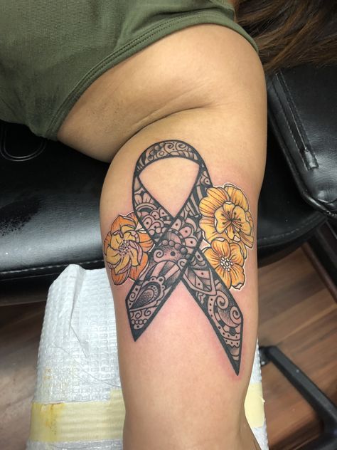 Sarcoma Tattoo Ideas, Sarcoma Tattoo, Pink Ribbon Tattoos, Brain Tattoo, Survivor Tattoo, Good Tattoo Quotes, Awareness Tattoo, Ribbon Tattoos, Meaningful Tattoos