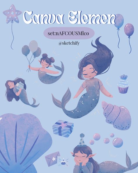 Canva Element 🎀 musicelement #canvanegocio #contentcreatorelement #cuteelements Mermaid Graphic Design, Canva Hack, Canva Inspiration, Suga Abs, Canva Tricks, Canva Idea, Canva Codes, Watermark Ideas, Canva Keywords