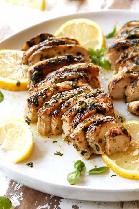 Grilled Lemon Chicken Recipes, Chicken Basil Recipes, Basil Chicken Recipe, Chicken Basil, Lemon Basil Chicken, Grilled Lemon Chicken, Lemon Herb Chicken, Chicken Tenderloin Recipes, Poultry Dishes