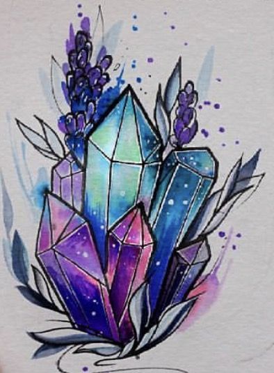 Crystal Tattoo, Crystal Drawing, Trendy Tattoo, Desenho Tattoo, Tattoo Life, Trendy Tattoos, Crystal Art, Chiaroscuro, Sleeve Tattoo