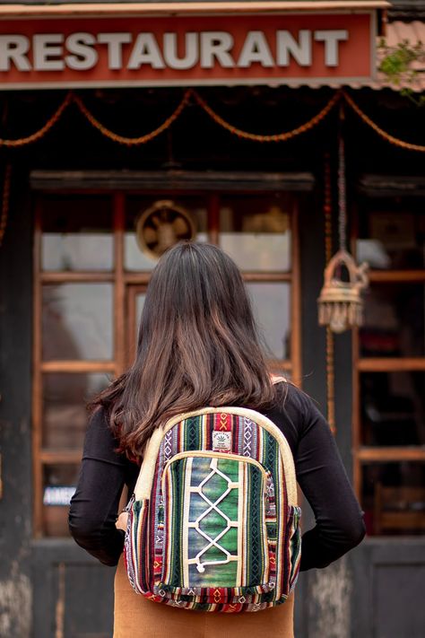 Handmade in Nepal with 100% pure hemp fiber, this unisex hemp backpack is perfect for your daily use. Carry it to your school/college or to your office, the bag is big enough to house your laptop, tablet, files, notebooks, and other stuff. Use it for hiking or even your grocery trip, it can accommodate Its lightweight for you to even notice its weight at only 400 grams Comes in both plain and colorful options so choose what suits you the best. The bag has 5 separate compartments to keep your acc Bohemian Backpack Shoulder Bag For Festivals, Bohemian Festival Backpack, Hippie Multicolor Bag With Adjustable Strap, Bohemian Handmade Standard Backpack, Himalayan Hemp Backpack, Riding Bag, Cute Laptop Bags, Boho Backpack, Hemp Bag