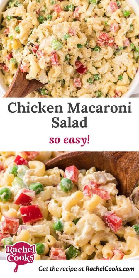 This cold chicken macaroni salad is an easy, creamy pasta salad recipe that’s perfect for your next potluck, picnic, or barbecue. Make it with a rotisserie chicken for extra convenience. Easy Chicken Pasta Salad, Summer Pasta Salad Recipes Cold, Chicken Macaroni Salad Recipe, Cold Chicken Pasta Salad, Creamy Pasta Salad Recipe, Creamy Pasta Salad, Chicken Macaroni Salad, Chicken Pasta Salad Recipes, Chicken Macaroni