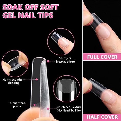 Full Cover Tips With Gel, Soft Gel Full Cover Nail Tips, Clear Nail Tips, 2024 Nails, Soft Gel Nails, Gel Nail Tips, Nails Tips, Nails Diy, Clear Nails