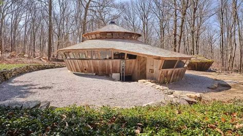 ‘Higher Level of Yurt Living’: Wooden Structure Blends Into the Woods of Connecticut https://www.realtor.com/news/unique-homes/yurt-in-the-woods-connecticut Basement Pool, Baseboard Heating, Yurt Living, Cedar Roof, Dome House, Roof Structure, Yurt, Water Wheel, Grand Homes