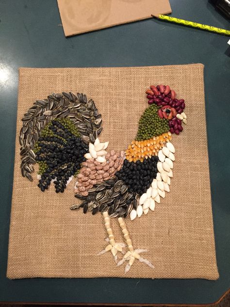 Seed Mosaics, Seeds Art, Rooster Craft, Seed Craft, Seed Art, Leaf Projects, Photography Ideas At Home, Jr Art, Diy Paper Crafts Decoration