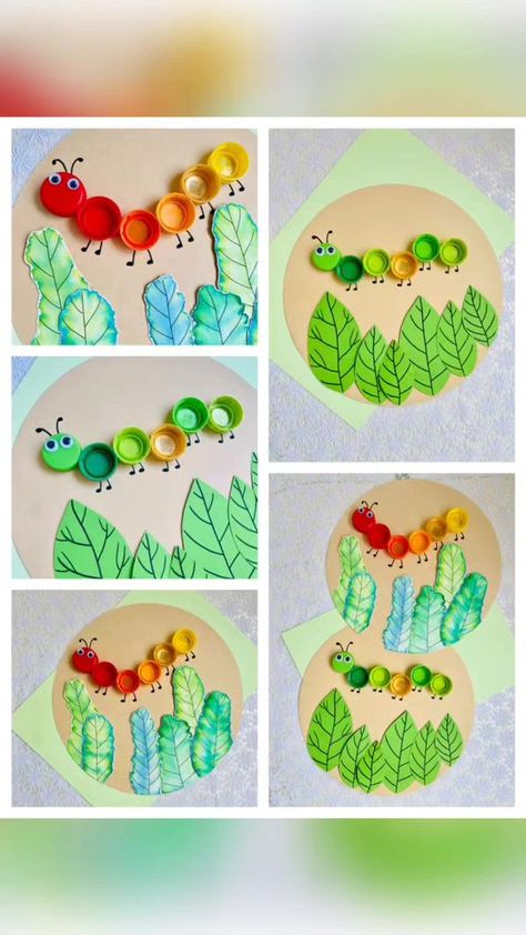 Caterpillar Kindergarten, Paper Caterpillar Craft, Craft Ideas Paper, Cap Drawing, Caterpillar Craft, Origami Artist, Origami Love, D Design, Paper Craft Ideas