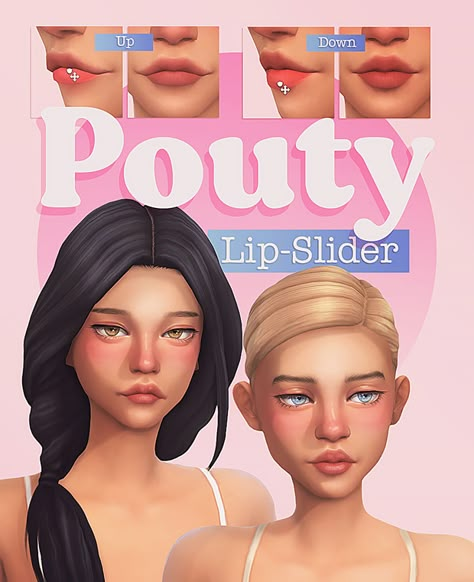 Pouty Lip-Slider ( ˘ ³˘)♥ | Miiko on Patreon Ts4 Lip Slider, Sims 4 Mods Free Hair, Sims Cc Presets Eyes, Sims 4 Cc Chin Preset, Y2k Sims Hair Cc, The Best Sims 4 Cc, Sims 4 Lip Overlay, Sims Eyes Cc Shape, Sims 4 Skin Mods