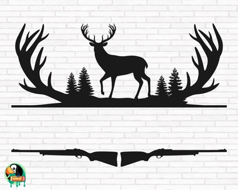 Antler Wreath Silhouette, Cricut Svg Files Free Hunting, Female Hunter Decal, Hunting Svg Shirts, Hunting Silhouette Designs, Cricut Hunting Projects, Deer Svg Free Cricut, Hunting Svg Free, Deer Svg Free