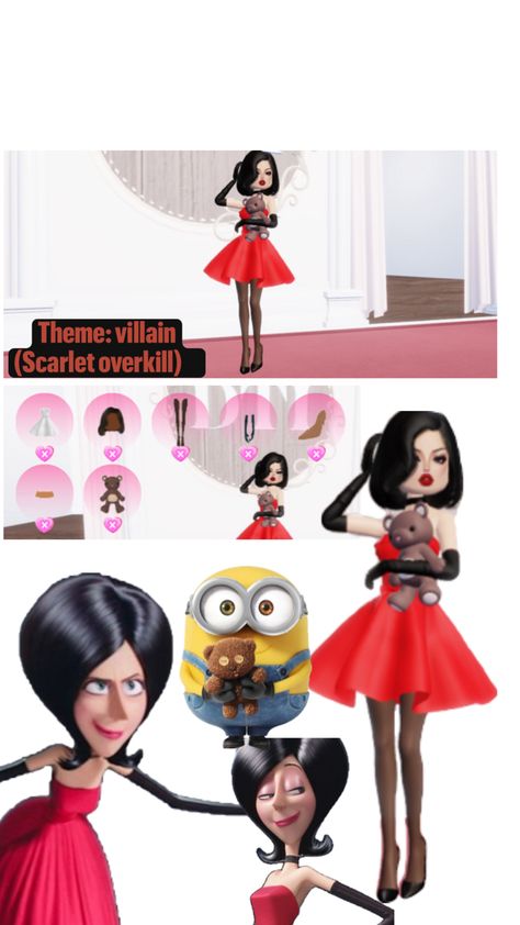 Villain (scarlet overkill) Scarlett Overkill, Minions Villain, Scarlet Overkill, Minion Dress, Villain Dresses, Costume Party, I Dress, Scarlet, Dress To Impress