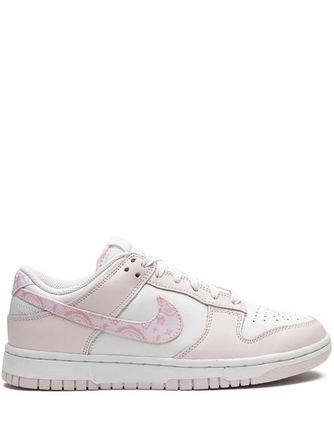 Nike Dunk Low Pink Paisley, Light Pink Nike Shoes, Light Pink Dunks Outfit, Coquette Shoes Sneakers, Cute Affordable Shoes, Pink Paisley Dunks, Light Pink Dunks, Cute Nike Dunks, Light Pink Clothes