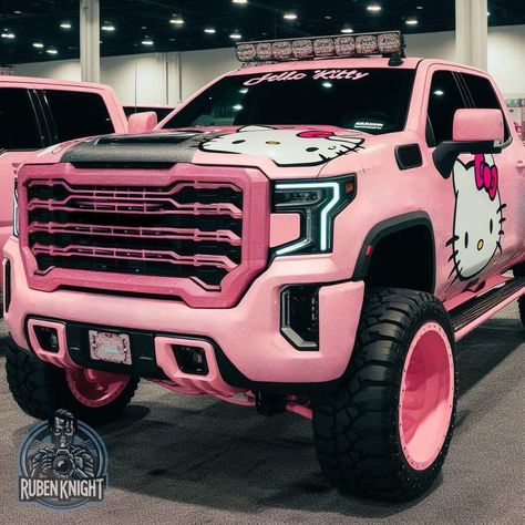 Pink Lifted Trucks, Pink Chevy Trucks, Pink Trucks, Pink Chevy, Camo Car, Country Trucks, Pink Cars, White Jeep, Hello Kitty Car