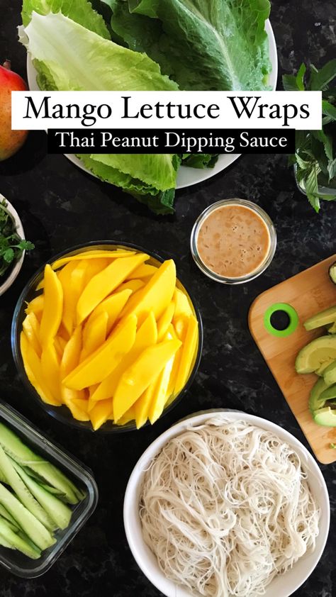 Mango Rice Paper Rolls, Rice Wraps With Peanut Sauce, Healthy Light Lunches, Creative Salads, Food Galaxy, Vegetarian Spring Rolls, Rice Paper Wraps, Peanut Dipping Sauce, Thai Rice Noodles