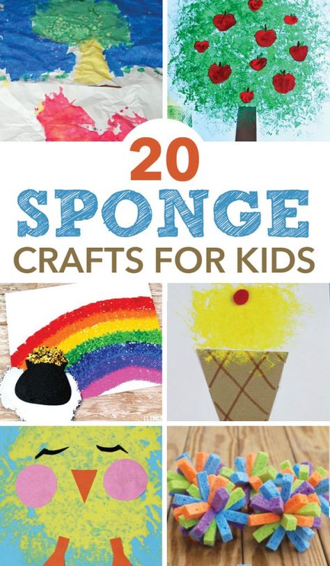 20 Sponge Crafts for Kids Sponge Crafts, Preschool Painting, Preschool Crafts Fall, Kids Party Crafts, Toddler Painting, Sponge Painting, Rainbow Crafts, Art Activities For Kids, Easy Crafts For Kids