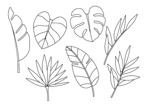 Nature Doodle, Outline Flower, Leaves Doodle, Flower Stencils, Holiday Homework, Flower Doodle, Botanical Line Art, Bodhi Leaf, Tiki Mask