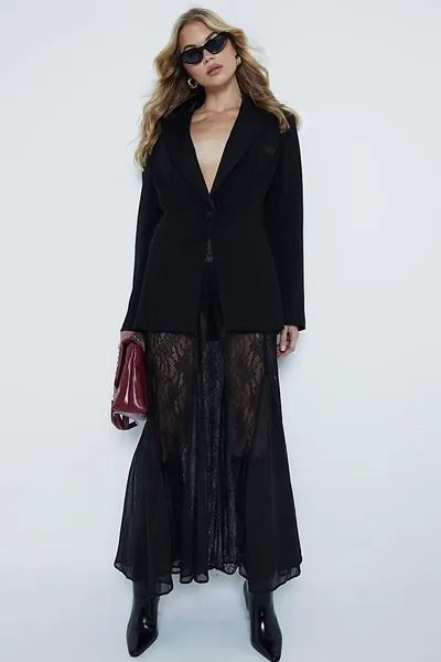 Lace skirts | SheerLuxe Maxi Lace Skirt Outfit Ideas, Sheer Lace Skirt Outfit, Long Lace Skirt Outfit, Black Lace Skirt Outfit, Long Black Lace Skirt, Lace Skirt Outfit, Black Lace Maxi Skirt, Dark Skirts, Lace Skirts