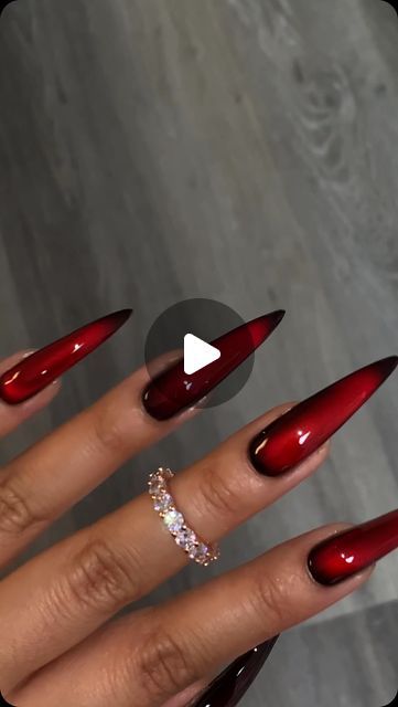 Riya's Nails 🇰🇭 on Instagram: "Vampy Aura 🧛🩸 𝐏𝐫𝐨𝐝𝐮𝐜𝐭𝐬 𝐲𝐨𝐮'𝐥𝐥 𝐧𝐞𝐞𝐝: 𝐓𝐢𝐧𝐭 𝐆𝐞𝐥 #𝐓𝟎𝟐, 𝐂𝐚𝐭𝐞𝐲𝐞 #𝐂𝟏𝟎,𝐁𝐥𝐚𝐜𝐤𝐞𝐬𝐭𝐛𝐥𝐚𝐜𝐤🖤
🩸 𝐍𝐨 𝐰𝐢𝐩𝐞 𝐜𝐥𝐞𝐚𝐫 𝐬𝐩𝐢𝐝𝐞𝐫 𝐠𝐞𝐥
🩸 𝐍𝐨 𝐰𝐢𝐩𝐞 𝐠𝐥𝐨𝐬𝐬𝐲 𝐭𝐨𝐩 𝐜𝐨𝐚𝐭 
🩸 𝐍𝐨 𝐰𝐢𝐩𝐞 𝐦𝐚𝐭𝐭𝐞 𝐭𝐨𝐩 𝐜𝐨𝐚𝐭
🩸 ✨𝐒𝐨𝐟𝐭 𝐠𝐞𝐥 𝐭𝐢𝐩(Sculpted stiletto)
✨ 𝐄𝐱𝐭𝐞𝐧𝐝 𝐠𝐞𝐥
🛍️𝐑𝐢𝐲𝐚𝐬𝐍𝐚𝐢𝐥𝐬.𝐜𝐨𝐦

#nailpro #fashion #nails #nail#nft #nailtrend #makeuptutorial #nailsofinstagram #fyp#reels#valentinesnails #nailmegazine
#wakeupandmakeup #cle #cleveland" Vampy Nails, Almond Nails Red, Blood Nails, Spider Gel, Matte Top Coat, Long Acrylic Nails Coffin, Long Acrylic, Cat Eye Nails, Gel Tips