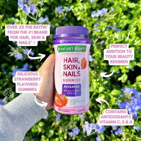 Nature's Bounty Advanced Hair, Skin & Nails with over 2X Biotin 6000mcg , 80 Gummies Give your beauty routine an upgrade with Nature’s Bounty Advanced Hair Skin & Nails Gummies! Packed with 2x the amount of Biotin as our leading Hair, Skin & Nails gummy formula, each serving contains 6,000mcg of Biotin to support beautiful hair, glowing skin, and healthy nails. ORDER: ☎️ +254 799 446 919 🌐 www.dermaglowke.com [Link to Bio] 🏷️ Kes. 3,000 #naturesbountybeauty #naturesbounty #naturesbountygu... Nature's Bounty Hair Skin And Nails, Hair Skin Nails Gummies, Hair Skin And Nails, Nature's Bounty, Skin Nails, Hair Skin Nails, Healthy Nails, Beauty Routine, Hair Skin