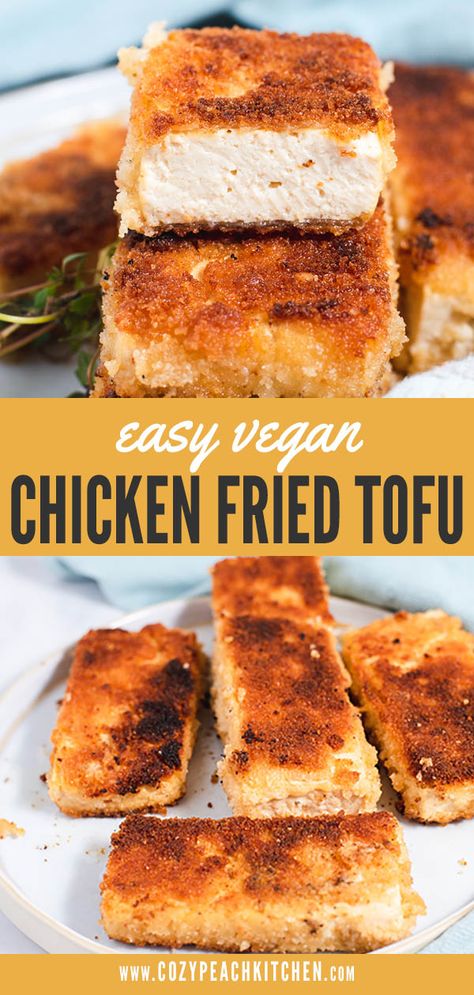 Chicken Fried Tofu, Easy Tofu, Breaded Tofu, Tofu Chicken, Dairy Free Pasta, Tempeh Recipes, Vegetarian Comfort Food, Vegan Chicken, Marinated Tofu