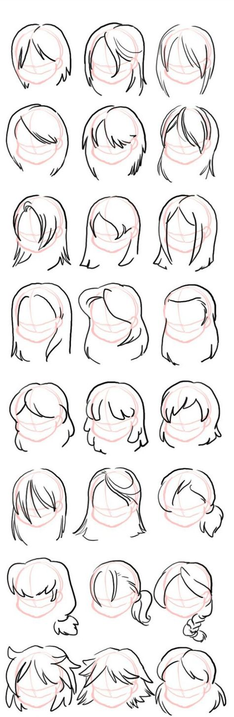 como dibujar anime cabello 얼굴 드로잉, Hair Sketch, Types Of Hair, Hair Reference, Sketches Easy, Girl Sketch, Hair Tutorials, How To Draw Hair, Drawing Base