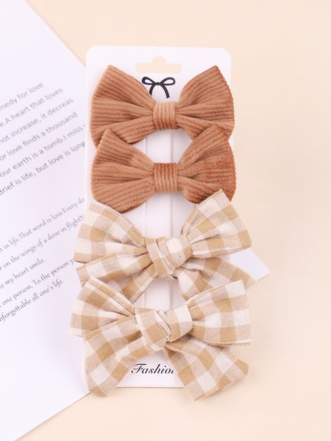 Multicolor Casual   Cotton Blends Plaid Hair Clips Embellished   Kids Accessories Hair Clips Infantil, Toddler Girl Accessories, Kids Accessories Fashion, Bow Hairband, Halloween Accessories Hair, Elastic Ribbon, Festival Diy, Butterfly Hair Clip, Bow Decor