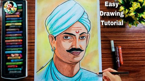 Mangal Pandey drawing, Mangal Pandey photo, reference photo Mangal Pandey Drawing, Mangal Pandey Images, Mangal Pandey, Photo Reference, Girl Drawing, Oil Pastel, Face Painting, Art Projects