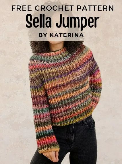 Free Crochet Pattern Sella Jumper • Free Crochet Patterns Crochet Jumper Free Pattern Women's Sweaters, Dk Crochet Patterns Free, Crochet Jumper Free Pattern, Crochet Jersey, Crochet Jumper Pattern, Jumper Crochet, Ladies Cardigan, Crochet Jumper, Crochet Sweater Pattern Free