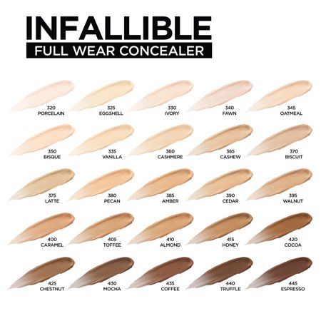 Loreal Concealer, Infallible Foundation, Loreal Infallible, Loreal Paris Infallible, Waterproof Concealer, Concealer Shades, Skin Patches, Concealer For Dark Circles, Full Coverage Concealer