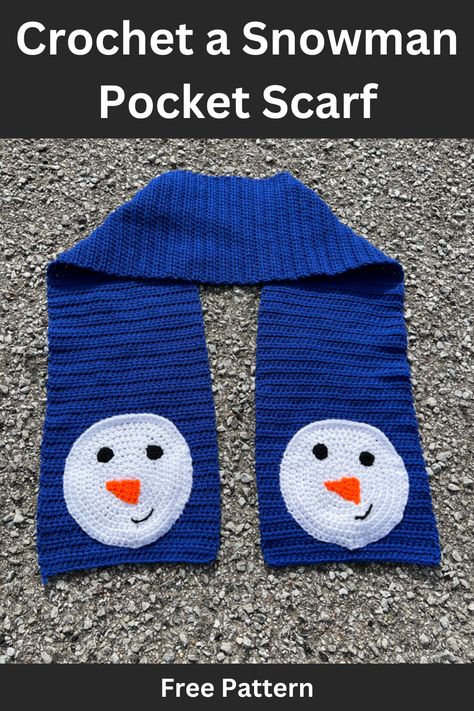 Snowman Scarf Pattern, Star Crafts, Scarf Free Pattern, Crochet Accessory, Snowman Scarf, Holiday Scarves, Pocket Scarf, Winter Crochet, Crochet Snowman