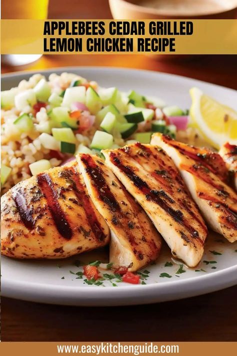 Craving the delicious cedar grilled lemon chicken served at your favorite restaurant? Check out our step-by-step guide to make this classic dish and enjoy it in the comfort of your own home. Applebees Chicken, Applebees Cilantro Lime Chicken, Grilled Lemon Chicken Recipes, Lemon Barbecue Chicken Southern Living, Grilled Lemon Herb Chicken, Grilled Citrus Chicken, Grilled Lemon Chicken, Apple Chicken, Marinating Chicken Breast