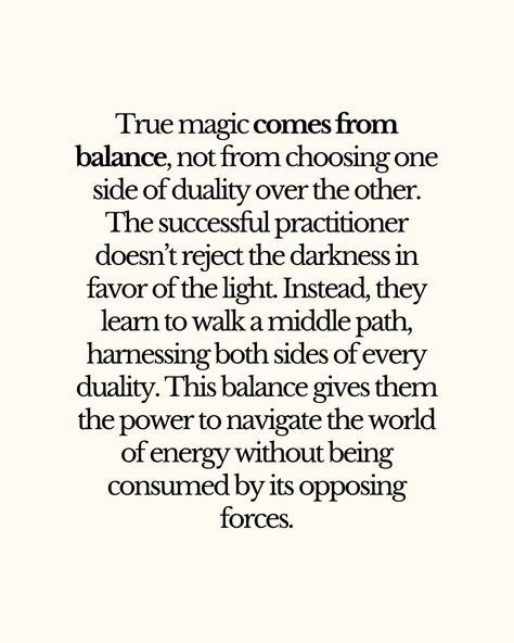 At the core of the duality concept is the idea that everything in the universe exists in complementary pairs—light and shadow, creation and destruction, male and female. These opposing forces aren’t just opposite; they are interdependent. Without one, the other cannot exist. For instance, light only becomes meaningful when contrasted with darkness. This balance is what maintains harmony. 🧿 @witches.of.insta Creation Through Destruction, Duality Quotes, Coincidence Quotes, Destruction Quotes, Duality Concept, Wild Women Quotes, Pagan Quotes, Creation Quotes, The Opposites