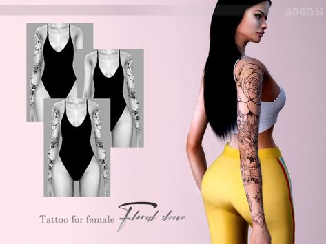 Tattoo For Female, 34 Tattoo, Lotes The Sims 4, Sims 4 Tattoos, Sims 4 Black Hair, The Sims 4 Skin, Pelo Sims, 4 Tattoo, Sims 4 Game Mods