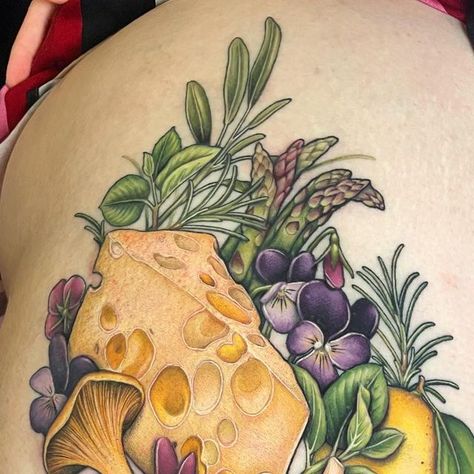 Instagram Cheese Tattoo, Fruit Tattoo, Food Tattoos, Botanical Tattoo, E Tattoo, Ink Ideas, Tattoo Supplies, Color Tattoo, Thank You So Much