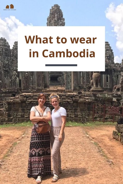 Find out useful tips about what to wear that's flexible, comfortable but still show respects to Cambodian culture.  #IndochinaVoyages #IndochinaTour #VietnamTravel #TimLee #Cambodia #CambodiaTravel #CambodiaOutfit #WhatToWearInCambodia #CambodiaTemple #WhatToWearInCambodiaOutfit #CambodiaTravelFashion #CambodiaTravelClothes #CambodiaTravelTips #CambodiaTravelGuide Cambodia Trip Outfit, Cambodia Travel Outfit, What To Wear In Cambodia, Southeast Asia Outfits, Cambodia Clothes, Cambodia Outfit, Cambodian Culture, Tourist Outfit, Travel Attire