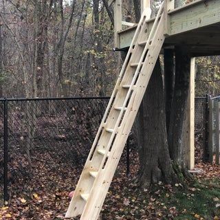 Tree House Ladder, Diy Step Ladder, Craftsman Attic, Playhouse Ladder, Loft Ladder Ideas, Ships Ladder, Ladder Tree Stands, House Ladder, Wooden Step Ladder