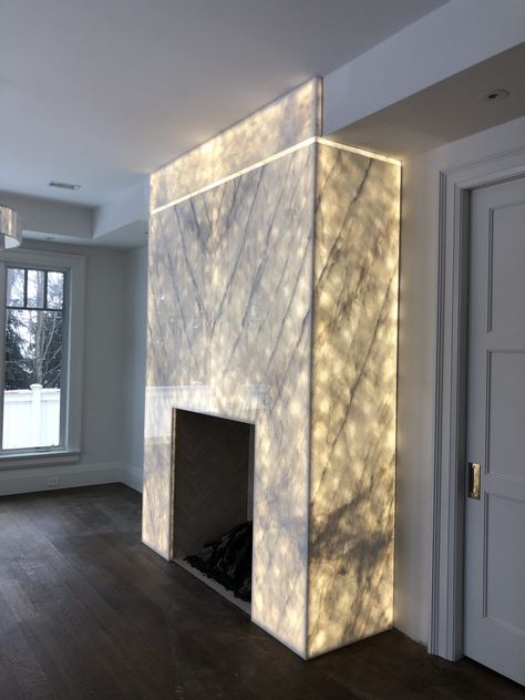 Onyx Fireplace Wall, Backlit Fireplace, Onyx Backlit, Backlit Marble, Vaughan House, Onyx Wall, Teenager Bedroom Design, Fireplace Feature Wall, Granite Tiles