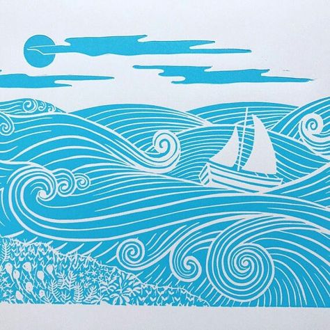 Small Sailing Boat, Lino Print Ideas, Planner Doodles, Print Christmas Card, Sock Design, Lino Printing, Abstract Pattern Design, Lino Prints, Textile Pattern Design