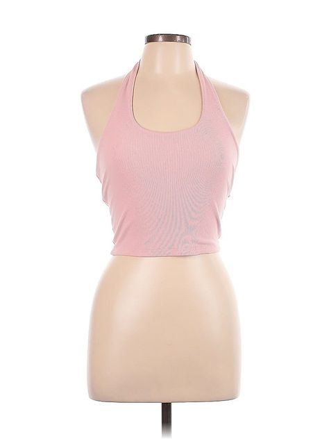 Unbranded Tank Top Size: Large Pink Tops - used. 92% RAYON, 8% SPANDEX, Halter, | Tank Top Pink Halter Tops - Used - Size Large