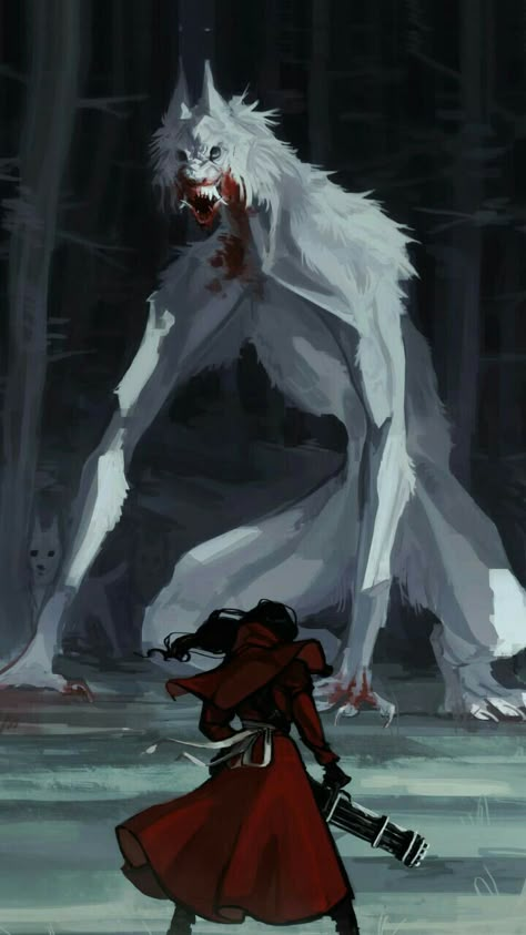 Wolf Fantasy Art, Red Riding Hood Wolf, Werewolf Art, 다크 판타지, Creature Drawings, Monster Concept Art, Bloodborne, Fantasy Monster, Fantasy Creatures Art