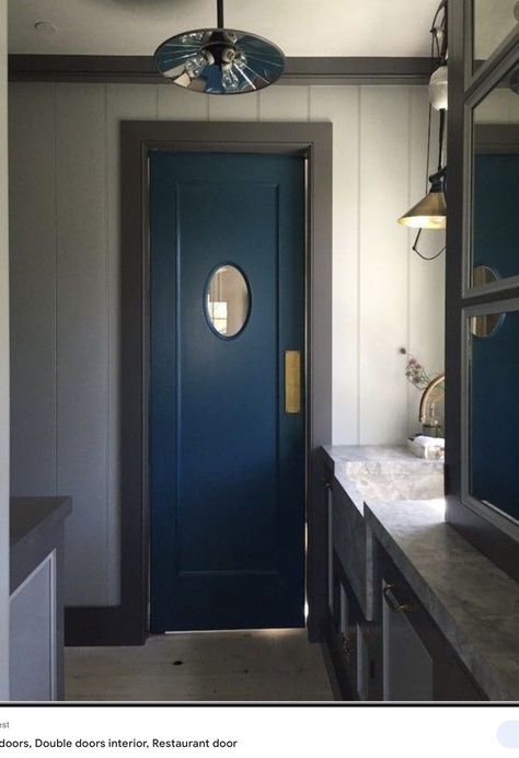 Swinging Doors, Pantry Door, Butler's Pantry, Kitchen Doors, Blue Door, Types Of Doors, Door Color, Interior Doors, Dream Kitchen