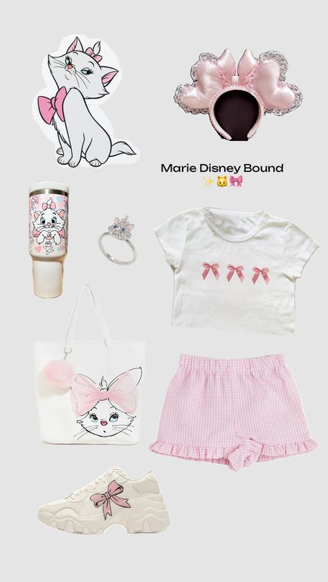 Marie Disney Outfit✨🎀🐱 #disneybound #marie #aristocats #outfit #disney Aristocats Outfit, Marie Disney, Disney Character Outfits, Disney Trip Outfits, Disney Outfits Women, Outfit Disney, Theme Park Outfits, Disney Themed Outfits, Cute Disney Outfits